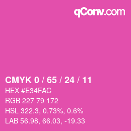 カラーコード: CMYK 0 / 65 / 24 / 11 | qconv.com