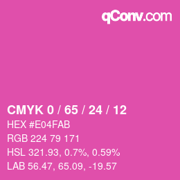 颜色代码: CMYK 0 / 65 / 24 / 12 | qconv.com