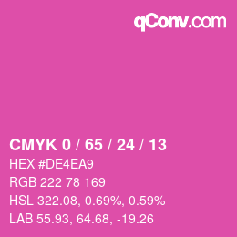 カラーコード: CMYK 0 / 65 / 24 / 13 | qconv.com