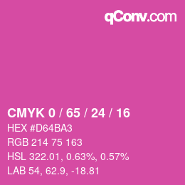カラーコード: CMYK 0 / 65 / 24 / 16 | qconv.com
