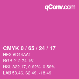カラーコード: CMYK 0 / 65 / 24 / 17 | qconv.com