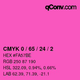 カラーコード: CMYK 0 / 65 / 24 / 2 | qconv.com