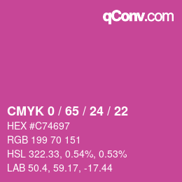 カラーコード: CMYK 0 / 65 / 24 / 22 | qconv.com