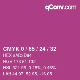 カラーコード: CMYK 0 / 65 / 24 / 32 | qconv.com