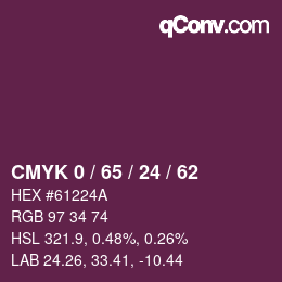 カラーコード: CMYK 0 / 65 / 24 / 62 | qconv.com