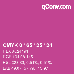 カラーコード: CMYK 0 / 65 / 25 / 24 | qconv.com