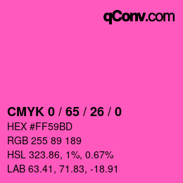 カラーコード: CMYK 0 / 65 / 26 / 0 | qconv.com