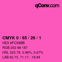カラーコード: CMYK 0 / 65 / 26 / 1 | qconv.com