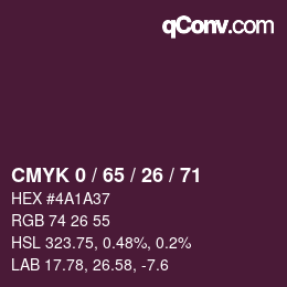 カラーコード: CMYK 0 / 65 / 26 / 71 | qconv.com