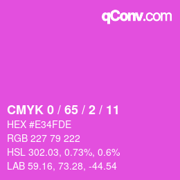 颜色代码: CMYK 0 / 65 / 2 / 11 | qconv.com