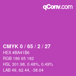 カラーコード: CMYK 0 / 65 / 2 / 27 | qconv.com
