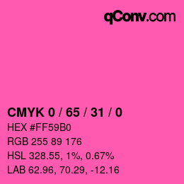カラーコード: CMYK 0 / 65 / 31 / 0 | qconv.com