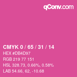 カラーコード: CMYK 0 / 65 / 31 / 14 | qconv.com