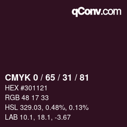 カラーコード: CMYK 0 / 65 / 31 / 81 | qconv.com