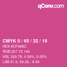 カラーコード: CMYK 0 / 65 / 32 / 19 | qconv.com