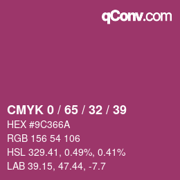 カラーコード: CMYK 0 / 65 / 32 / 39 | qconv.com