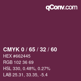 カラーコード: CMYK 0 / 65 / 32 / 60 | qconv.com