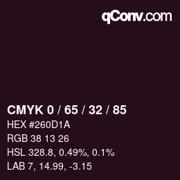 カラーコード: CMYK 0 / 65 / 32 / 85 | qconv.com