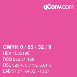 カラーコード: CMYK 0 / 65 / 32 / 9 | qconv.com
