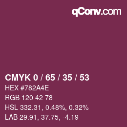 Color code: CMYK 0 / 65 / 35 / 53 | qconv.com