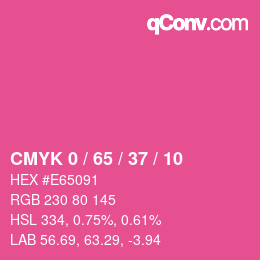 カラーコード: CMYK 0 / 65 / 37 / 10 | qconv.com