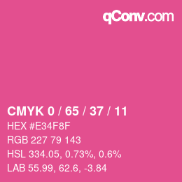 カラーコード: CMYK 0 / 65 / 37 / 11 | qconv.com