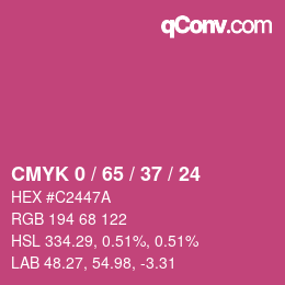カラーコード: CMYK 0 / 65 / 37 / 24 | qconv.com