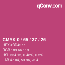 颜色代码: CMYK 0 / 65 / 37 / 26 | qconv.com