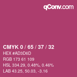 颜色代码: CMYK 0 / 65 / 37 / 32 | qconv.com