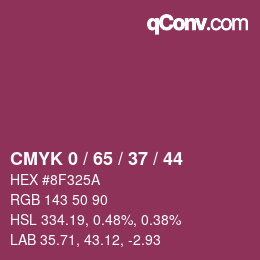 Color code: CMYK 0 / 65 / 37 / 44 | qconv.com