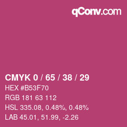 Farbcode: CMYK 0 / 65 / 38 / 29 | qconv.com