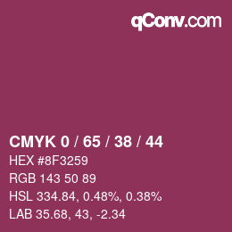 Farbcode: CMYK 0 / 65 / 38 / 44 | qconv.com