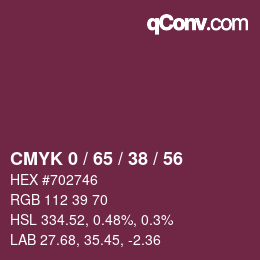 Color code: CMYK 0 / 65 / 38 / 56 | qconv.com