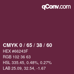 カラーコード: CMYK 0 / 65 / 38 / 60 | qconv.com