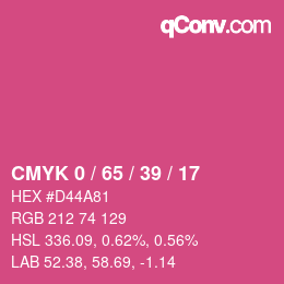 カラーコード: CMYK 0 / 65 / 39 / 17 | qconv.com