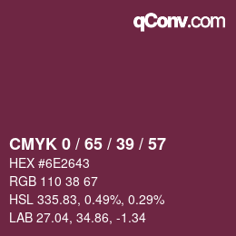カラーコード: CMYK 0 / 65 / 39 / 57 | qconv.com