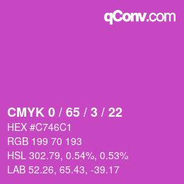 カラーコード: CMYK 0 / 65 / 3 / 22 | qconv.com