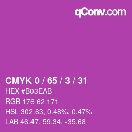 カラーコード: CMYK 0 / 65 / 3 / 31 | qconv.com
