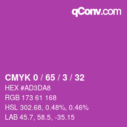颜色代码: CMYK 0 / 65 / 3 / 32 | qconv.com