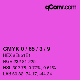 カラーコード: CMYK 0 / 65 / 3 / 9 | qconv.com