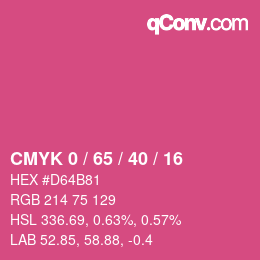 カラーコード: CMYK 0 / 65 / 40 / 16 | qconv.com