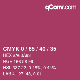 カラーコード: CMYK 0 / 65 / 40 / 35 | qconv.com