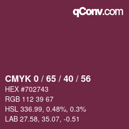 カラーコード: CMYK 0 / 65 / 40 / 56 | qconv.com