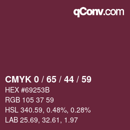 Color code: CMYK 0 / 65 / 44 / 59 | qconv.com