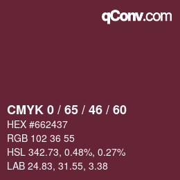 Color code: CMYK 0 / 65 / 46 / 60 | qconv.com
