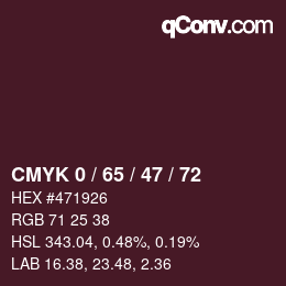 Código de color: CMYK 0 / 65 / 47 / 72 | qconv.com