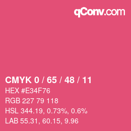 颜色代码: CMYK 0 / 65 / 48 / 11 | qconv.com