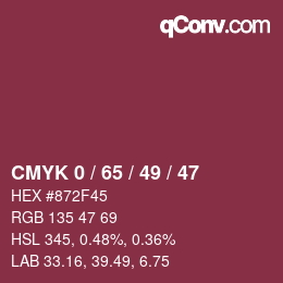 Color code: CMYK 0 / 65 / 49 / 47 | qconv.com