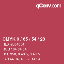 Color code: CMYK 0 / 65 / 54 / 28 | qconv.com