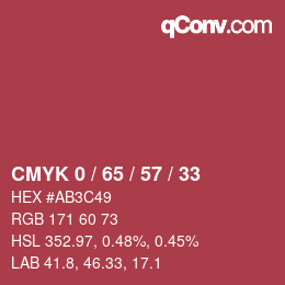 Farbcode: CMYK 0 / 65 / 57 / 33 | qconv.com